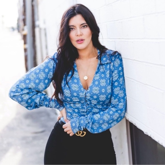 Free People Sydney Chambray Blue Top Size Medium Excellent Preloved Cond… - Picture 11 of 11